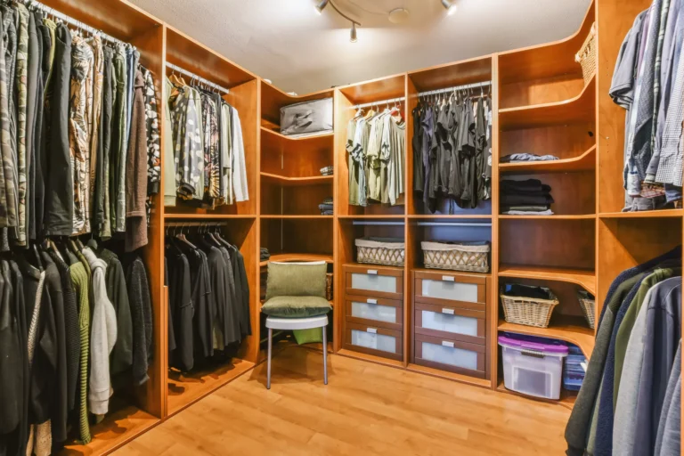 armario organizado con estantes y cajas