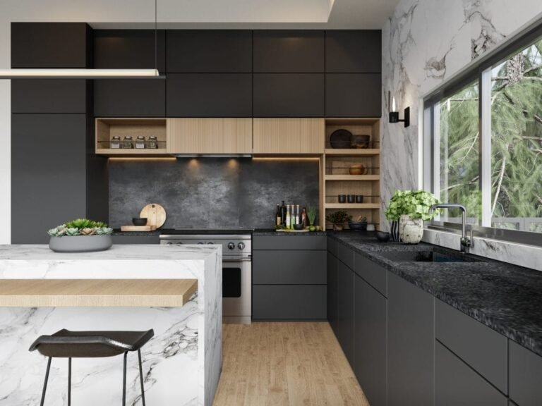 Cómo decorar cocinas con mármol negro para un estilo moderno 5 Cómo decorar cocinas con mármol negro para un estilo moderno