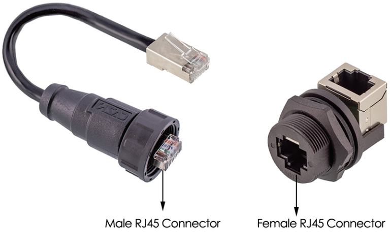 conectores macho y hembra electronicos lado a lado