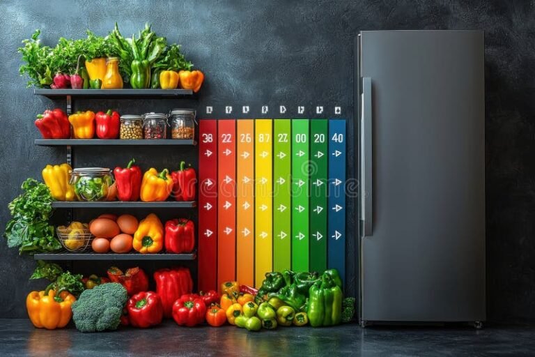 freezer moderno con etiqueta eficiencia energetica a