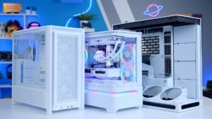 gabinetes portatiles para pc variados sobre mesa