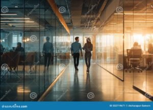 lider inspirando equipo en oficina moderna