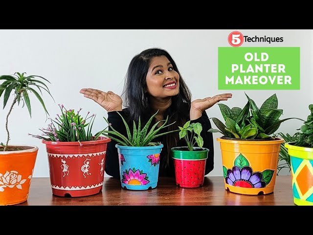 maceteros de plastico decorados con plantas