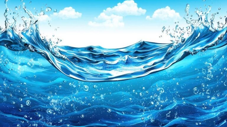 olas del oceano con salpicaduras brillantes