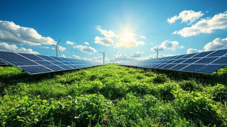 Cómo se utiliza el sol como fuente de energía renovable 2 paneles solares bajo cielo despejado brillante