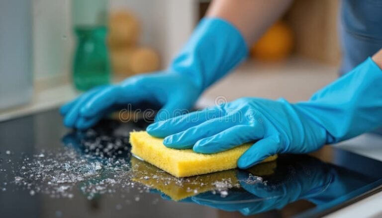 Dónde puedo encontrar trabajo de limpieza en Argentina fácilmente 1 persona limpiando con guantes y esponja