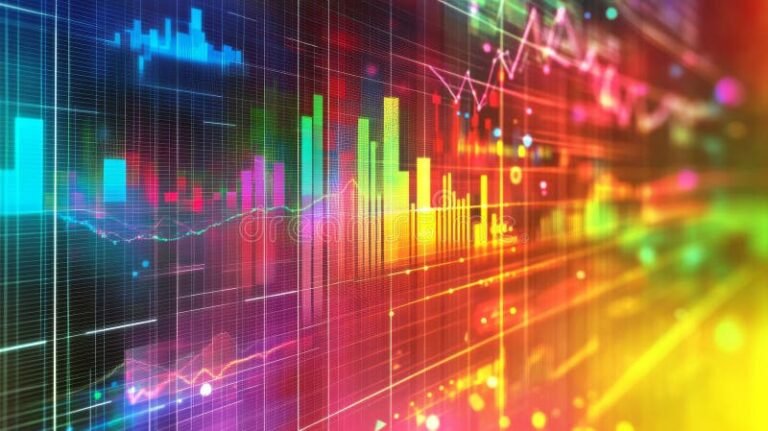 visualizacion de datos con graficos digitales coloridos